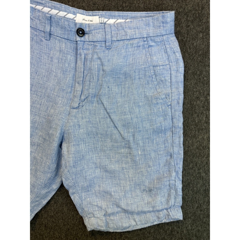 Porter & Ash 100% Linen Heather Blue 9" Inseam Shorts Men's Size 29 Casual Beach - Picture 4 of 16